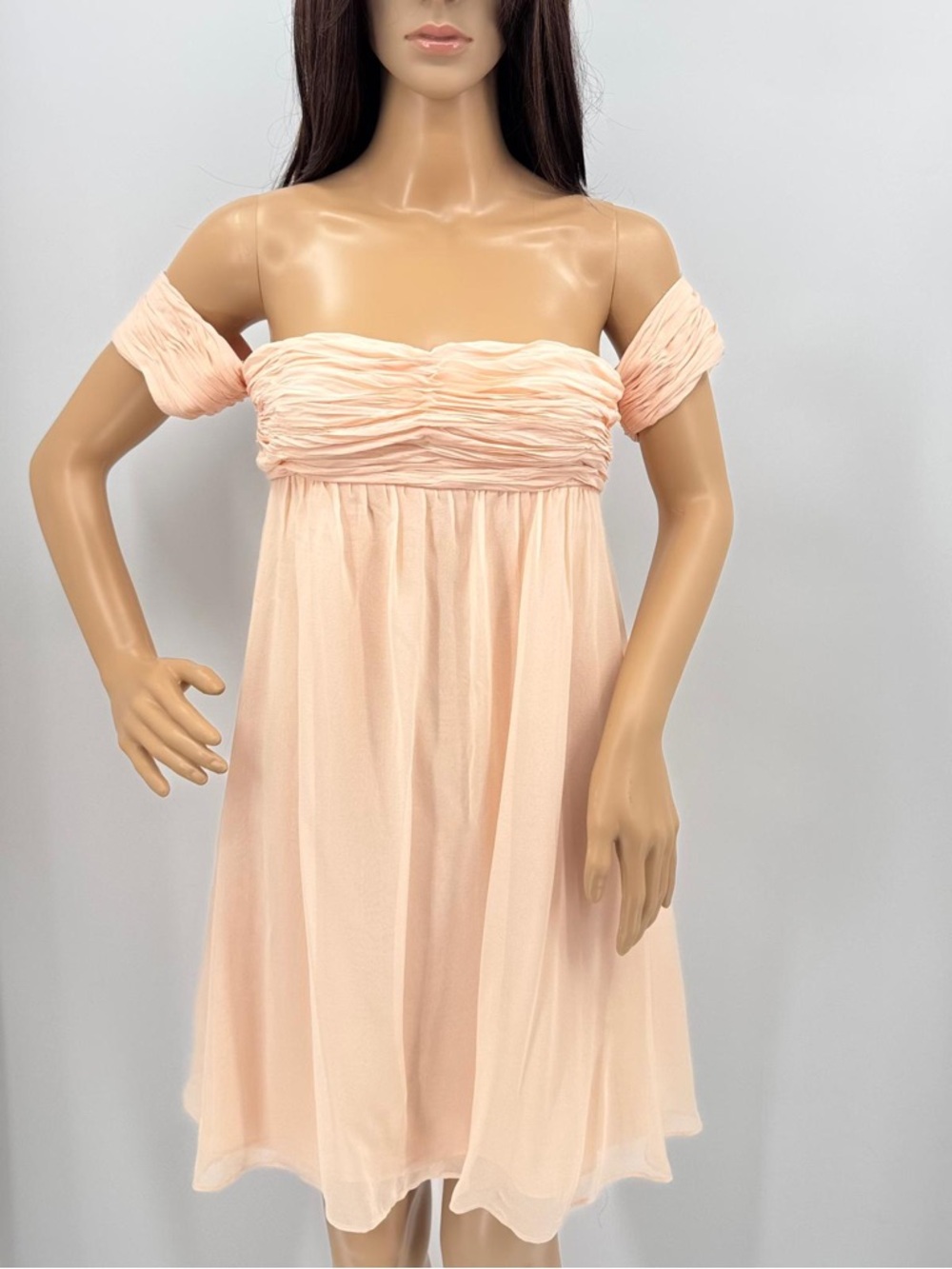 Rachel Zoe Melinda Coquette 100% Silk Chiffon Off Shoulder Party Cocktail Dress
